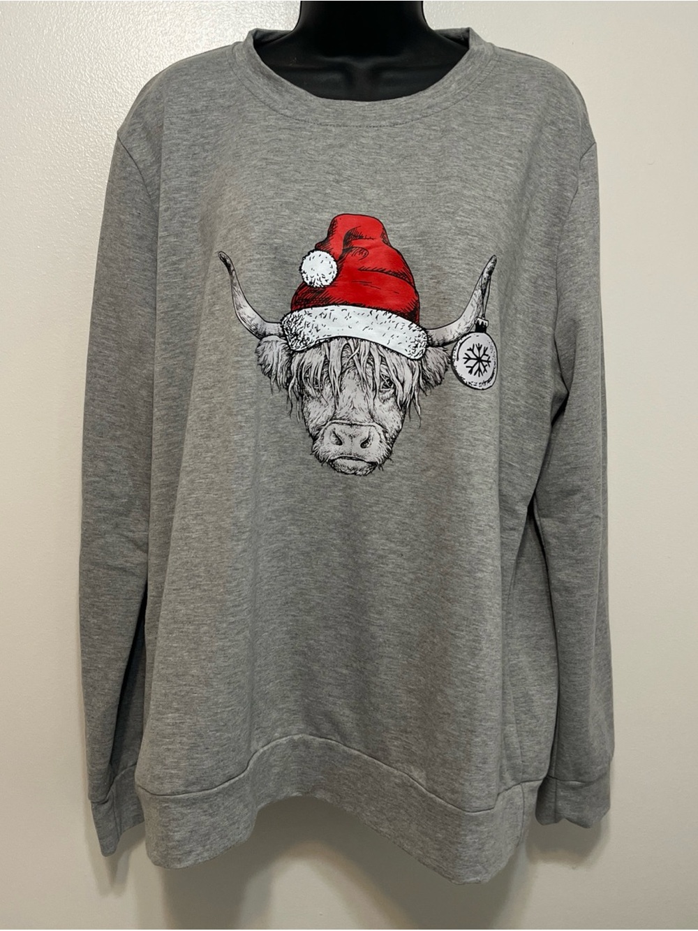 Highland Cow CHRISTMAS Sweatshirt  Womens Size XL Heather Gray